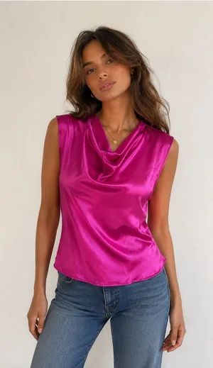 Amanda Uprichard Freya Silk Top in‎ Dark Pink Sz S thumbnail 1