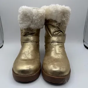 G by Guess Gold Metallic Faux Fur Fold Over Winter Boots Women’s 6 NWOB thumbnail 2