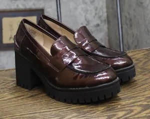 Sun + Stone Womens Presscott Loafer Pumps 10019660600 Wine Patent Red Black 6.5M thumbnail 1