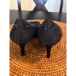 Kelly & Katie Black Studded Rhinestone Peep Toe Platform‎ Pumps Heels Size 7 thumbnail 2