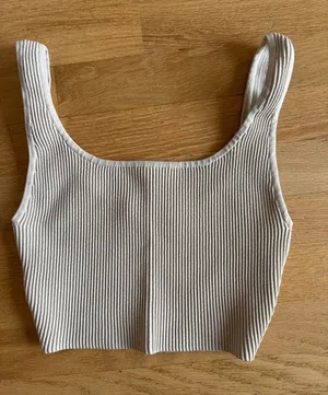 Babaton Ribbed Square-Neck Crop Tank - Off-White thumbnail 1