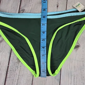 Aerie‎ Bikini Bottoms Women XS Green Neon Trim Swimwear Beach Pool thumbnail 9