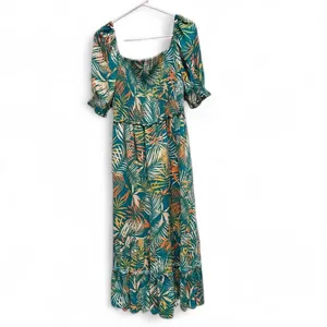 Betsey‎ Johnson Palm Leaf Printed Maxi Dress Medium Tropical Wedding Guest Boho thumbnail 2