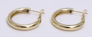 Classic Gold Round Hoop Earrings thumbnail 1