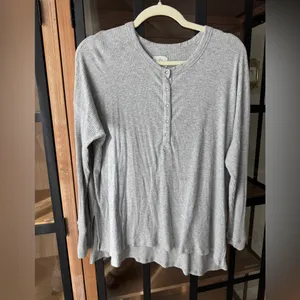 Aerie Henley Pullover long sleeve tee waffle knit ribbed oversized top thumbnail 5