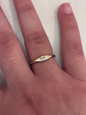 Gold Minimalist Diamond Dome Ring Size none thumbnail 1