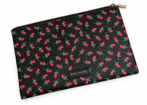 Mary Kay Black Rose Floral Cosmetic Bag Clutch Gold Zip Makeup Pouch 9.5x6 thumbnail 1
