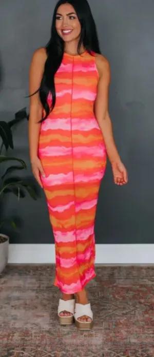 Le Lis Women's Maxi Dress in Pink, Orange thumbnail 1