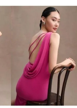 MAC DUGGAL One-Shoulder Jersey Body-Con Gown in Candy Pink Size US 4 thumbnail 1