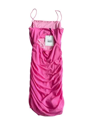 HELLO MOLLY Pink Ruched Cutout Back Stretch Dress Size Small NEW NWT thumbnail 6