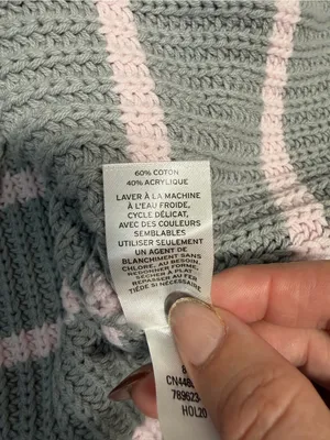 Cozy Striped knit sweater Caslon pink grey large cotton blend soft girl FLAWS thumbnail 13