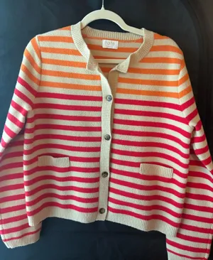 FATE Oversized Stripe Button Cardigan, NWOT Orange thumbnail 1