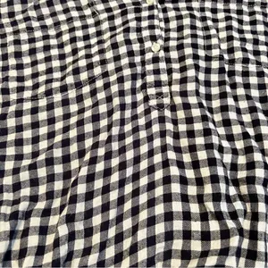 Aerie Blue and White Gingham Plaid Long Sleeve Half Button Top Women’s Medium thumbnail 3