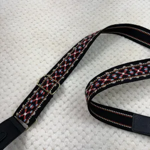 Lucky Brand Black Leather Guitar Embroidered Strap Crossbody Bag Purse Bohemian thumbnail 2