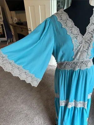 Venus Turquoise Lace Trim Maxi Dress thumbnail 2