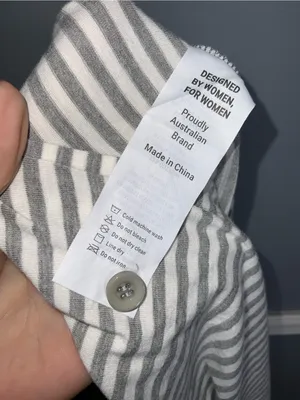 Angel Maternity Striped Spaghetti‑Strap Midi Dress in Gray and White Small thumbnail 7