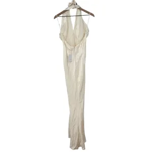 Lulus Ivory Halter Maxi Dress Formal Gown Sleeveless‎ Evening Party Size M thumbnail 11