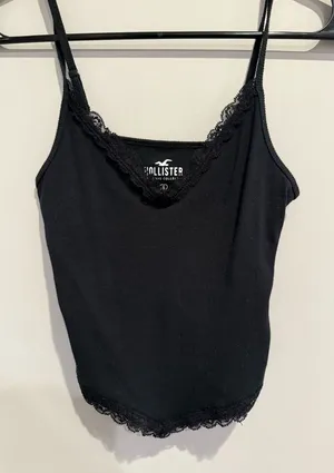 Hollister Lace Trim Black Tank Top thumbnail 1