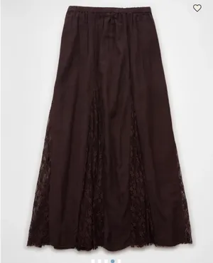 american eagle brown high waisted lace detail maxi skirt thumbnail 4