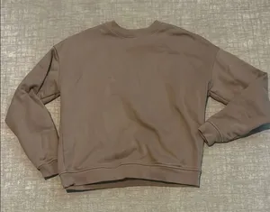 Brown Crew Neck Sweater with Soft Cotton Blend Size M thumbnail 1