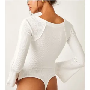 Free People On A Cloud Bodysuit Ivory Hippie Boho Bell Sleeve Size Medium thumbnail 4