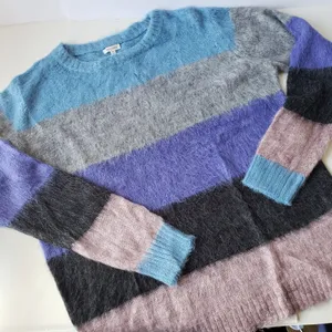 En Creme Under the Stars Womens Sweater Sz M Fuzzy Colorblock Indie Y2K Cozy thumbnail 6