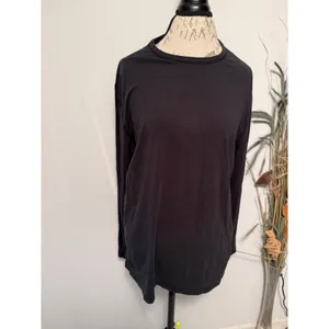 LULULEMON Womens Black Long Sleeve Crewneck Cotton Jersey Relaxed Fit Basic 12‎ thumbnail 2