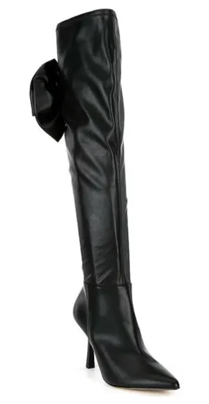Gianni Bini Delilah Black Boots Sz 6 Bow Back Stretch Over-the-Knee New thumbnail 1