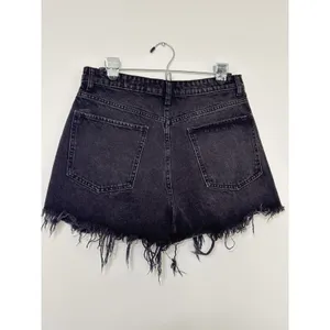 NWT Zara Women's Black High Waisted Frayed Hem Cut Off Denim Shorts Size 10 thumbnail 2