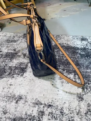 Coach Blue/Beige Patent Leather Peyton Tote Like New thumbnail 3