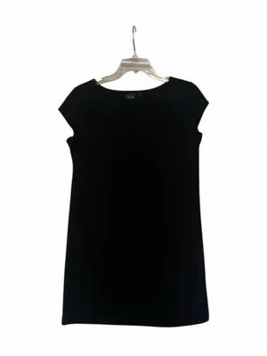 GAP Black Solid Shift Dress S Cap Sleeve Round Neck Knit Pullover Knee thumbnail 4