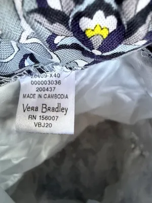 NWOT Vera Bradley Gray Floral Drawstring Shoulder Bag thumbnail 4