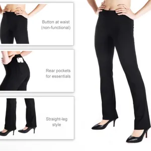NWT YOGIPACE Straight Leg Yoga Dress Pants,‎ Back Pockets Black Size Small Short thumbnail 2