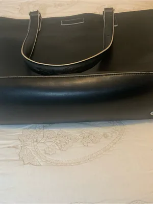 Vera Bradley Black Leather Tote Bag with Contrast Piping Large Size thumbnail 3