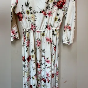 White Floral Maxi Dress Cottagecore Romantic Bridal Shower Spring M thumbnail 8