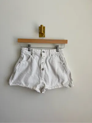 Rolla's Dusters High Rise Slim White Denim Shorts Button Fly Size 25 thumbnail 6