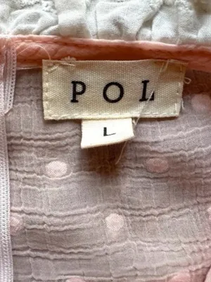 POL Pink Swiss Dot Ruffle Lace Blouse Size Large Cottagecore thumbnail 9