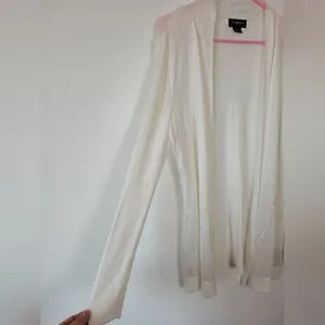 Liz Claiborne Career Longline Cardigan Sweater White Cozy Knit Loungewear Large thumbnail 6