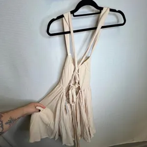 Commense Beige Linen Blend Bustier Mini Dress Lace Up Back OA240416044 M thumbnail 2