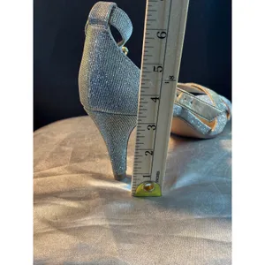 Kelly & Katie Silver Glitter Ankle Strap Heeled Sandals Mid Stiletto Size 8.5 thumbnail 7