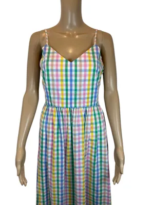 J.Crew Maxi Sleeveless Pastel Gingham Maxi Dress size 2 thumbnail 2