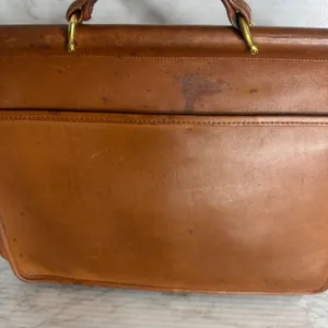 Coach kensington satchel briefcase Leather Messenger Brown bag front pockets thumbnail 6
