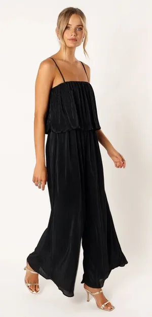 New JILLIAN PLISSE JUMPSUIT - BLACK‎ thumbnail 1