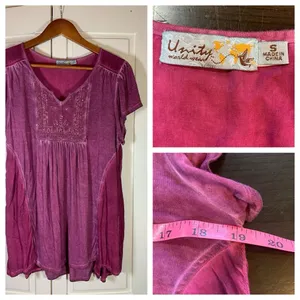 Unity World Wear Whimsygoth Sequin Boho‎ Tunic Women's Small Purple Top Blouse thumbnail 2