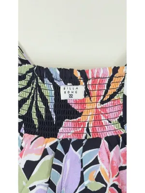 Billabong Carefree Cami Large Black Tropical Floral V Neck Smocked Crop Top NWT thumbnail 7