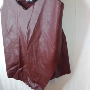 Do+Be M Maroon Leather Biker Flap Top thumbnail 3
