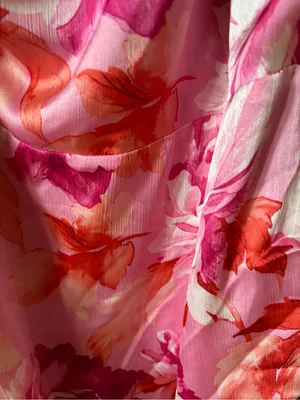 Lulu's Pink & Coral Floral One-Shoulder Midi Dress thumbnail 7