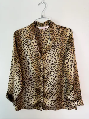 Victoria's Secret Leopard Print Satin Pajama Set VINTAGE Y2K XS thumbnail 3