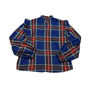 ❤️ Sugarlips Plaid Smocked Ruffle‎ Blouse Medium ❤️ thumbnail 5