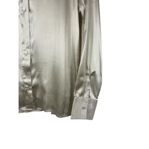 Abercrombie & Fitch Women’s Satin Button Up Top M Champagne Ivory Office NWT thumbnail 2